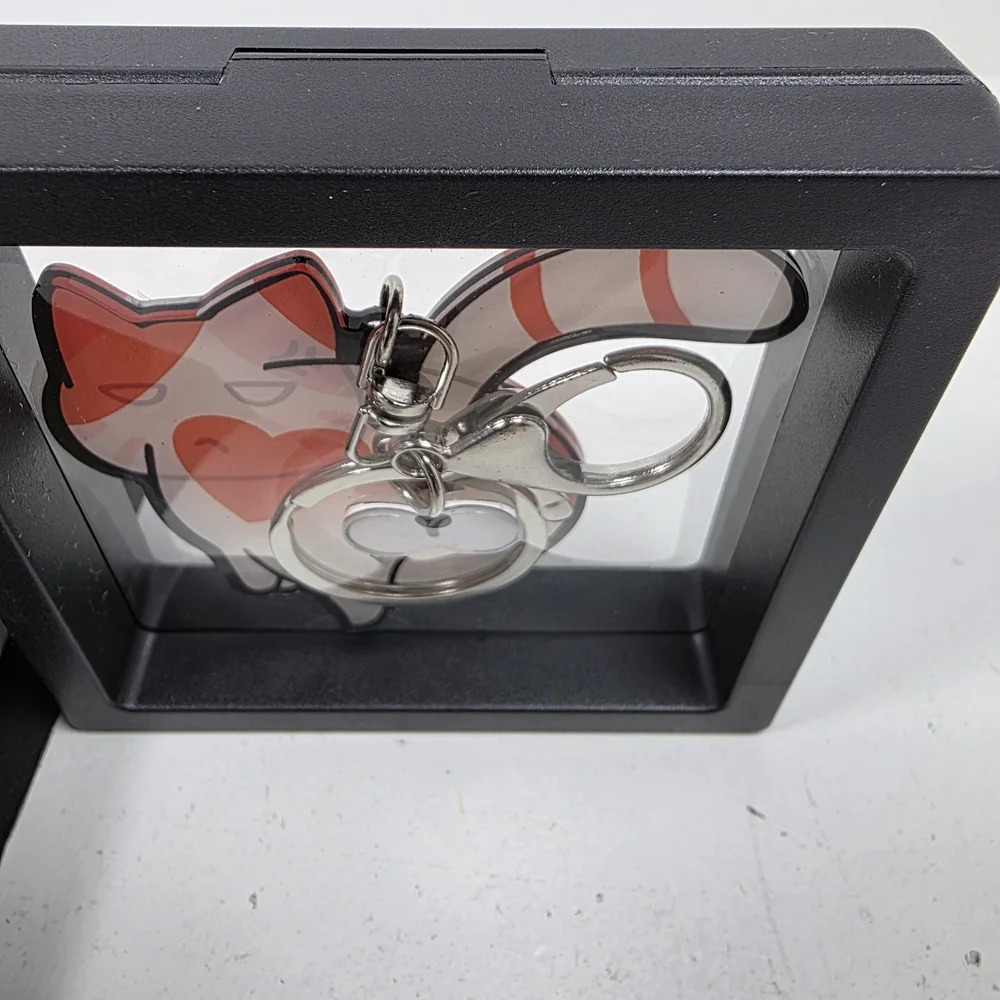 Cute Red-Accent Cat Keychain - Pet Lover Accessory